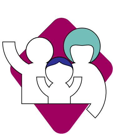 Basic icon of parents with a child.