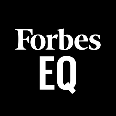 Forbes EQ logo with white letters an black background